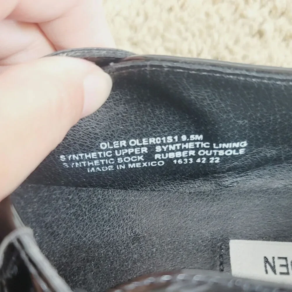 STEVE MADDEN PLATFORM MARY JANES IN PATENT BLACK, SZ 9.5